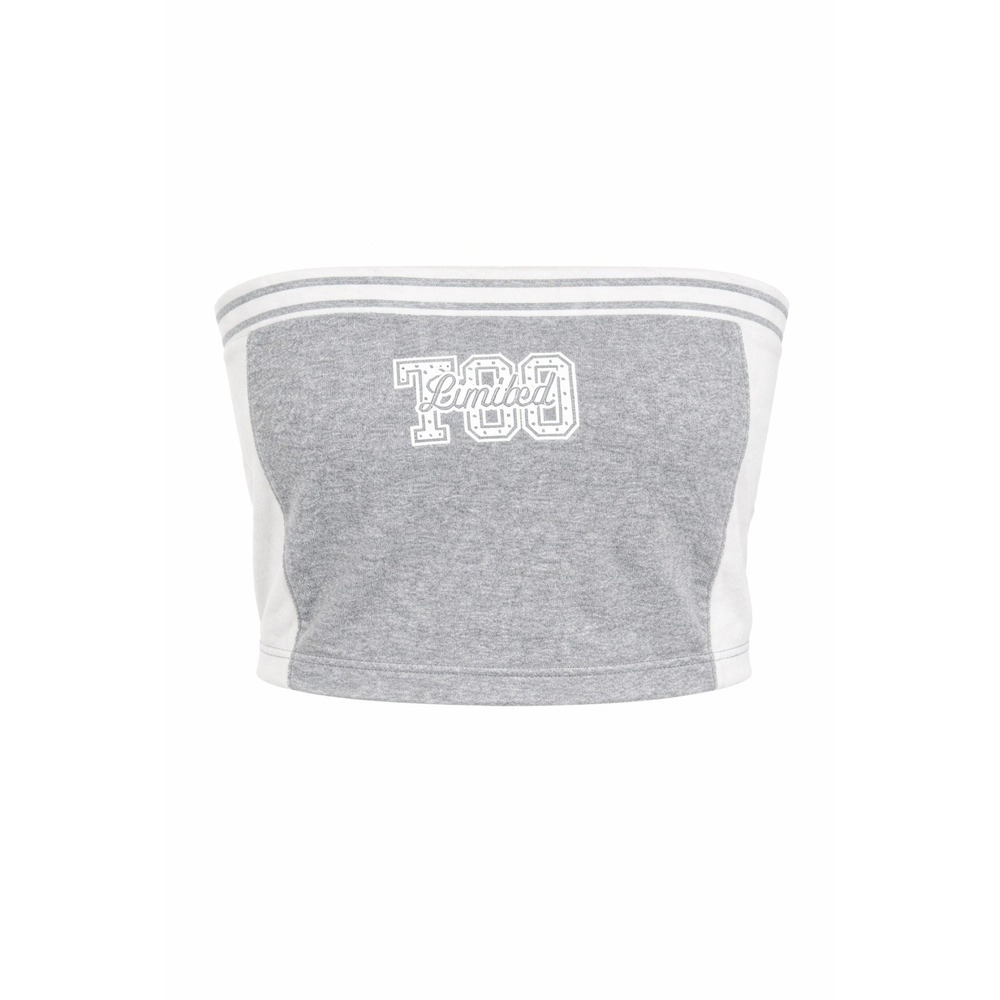 Limited Too Grey Velour Tube Top Girls Medium Y2K Strapless Pocket Logo